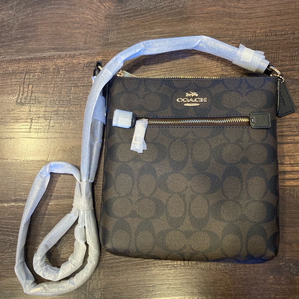 Coach Dark Brown Signature Crossbody Bag